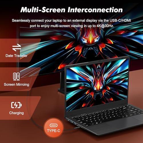 SHBIV Laptop Computer with Gold 6500Y (Beat N5095, Up to 3.4GHz), Laptop with 16GB RAM 256GB SSD, 14-Inch FHD IPS Display, Bluetooth, WiFi, HDMI, Type-C, 38WH Battery, Thin & Porta