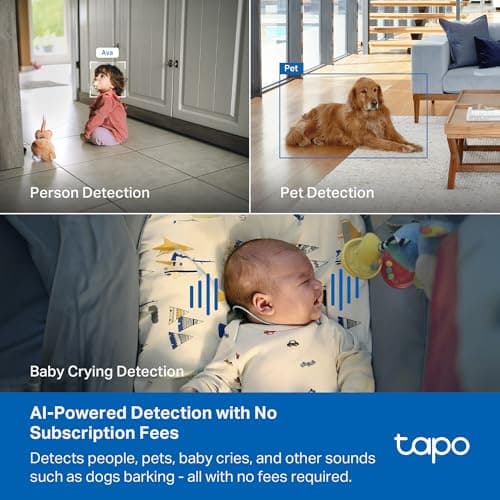 Tapo 4K Indoor Pan/Tilt Wired Security Camera - Works as a Baby Monitor, Person/Pet Detection, Facial Recognition, 360° AI Motion Tracking, Subscription-Free Local Storage or Optio thumbnail 7