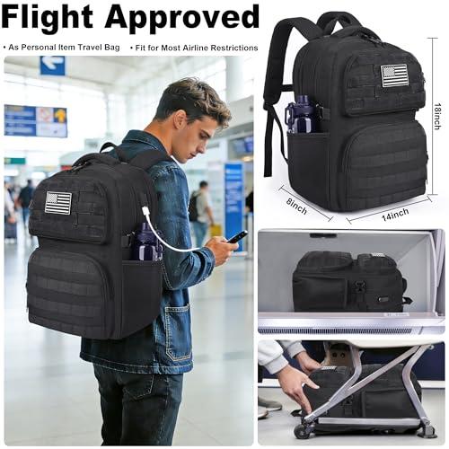 MOZETO Laptop Backpack, 17 Inch Tactical Inspired Utility Large Laptop Backpacks for Men with USB Charger Port 18x14x8 Flight Approved Personal ltem Travel Bag Computer Bag thumbnail 2