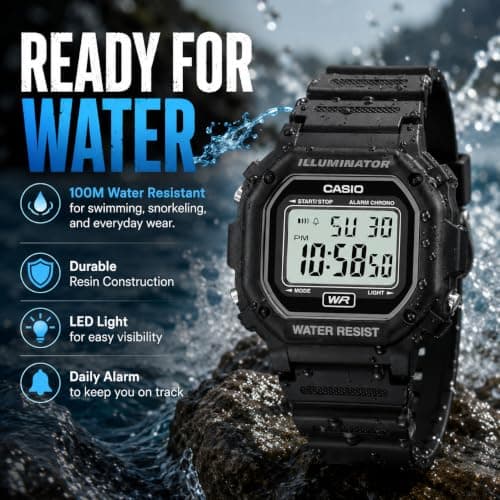 Casio Men's F108WH Illuminator Collection Black Resin Strap Digital Watch thumbnail 5