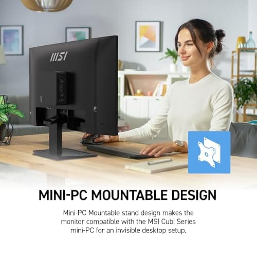 msi PRO MP273 E14A 27-inch IPS 1920 x 1080 (FHD) Gaming Office Monitor, 144Hz, Free-Sync, HDMI, DisplayPort, VGA Port, VESA Mountable, Tilt, Speaker, 4-Side Slim Bezel 1ms, Black thumbnail 5