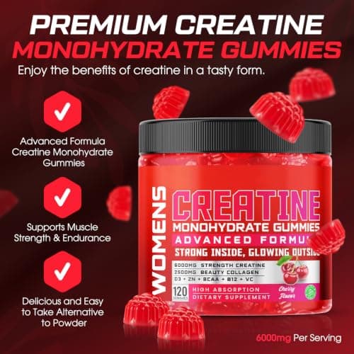 Creatine for Women, 6000mg Creatine Monohydrate Gummies with Collagen, BCAA