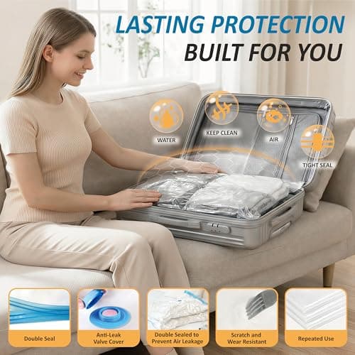 Cozy Essential Vacuum Storage Bags, 80% Compression Vacuum Seal Space Saver Plastic Packaging Bags for Clothes, Blankets, Pillow, Bedding, Comforters, Sealer Clothing Storage,20 Co