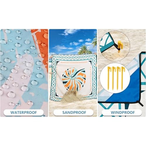 HIHOHO Waterproof Sandproof Beach Blanket Mat for 1-8 Adults, Quick Drying thumbnail 5