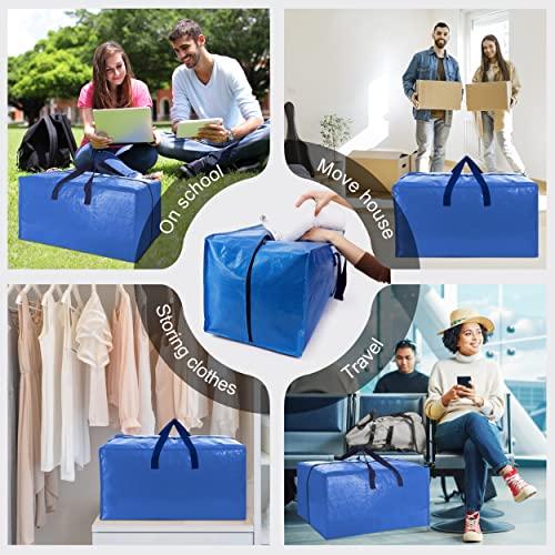 VELVETSURE Heavy Duty Extra Large Moving Bags W/Backpack Straps - Strong Handles & Zippers, Storage Totes For Space Saving, Fold Flat, Alternative to Box and Bin (Set of 6, Multico thumbnail 6