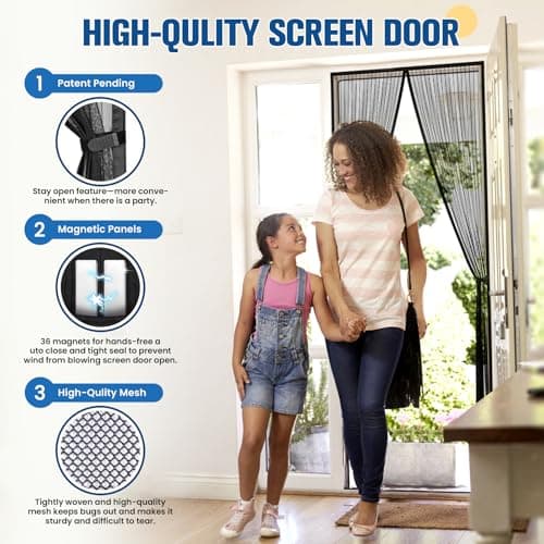 BlissTrends Magnetic Screen Door, Door Screen Magnetic Closure, Patio Screens for Patios Outside Outdoor, Mesh Screen Doors with Magnets Pet Friendly, Screen for Door to Keep Bugs 