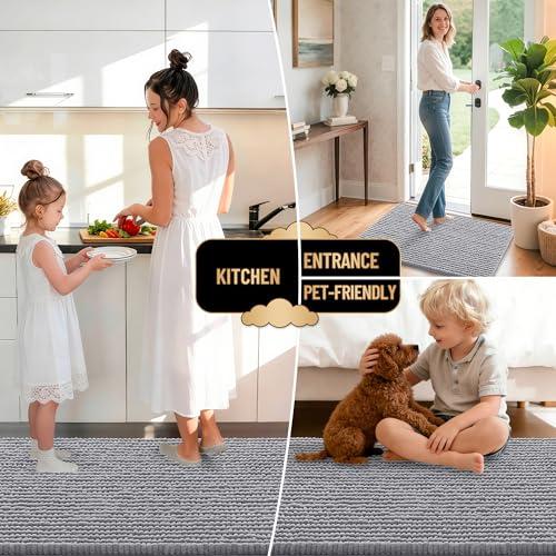 Tapete de Baño OLANLY Grueso, Suave y Súper Absorbente de Chenilla con Antiderrapante