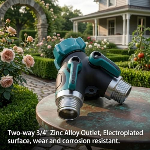 Groiha 2 Way Garden Hose Splitter, Heavy Duty Metal Y Hose Connector with Shut Off Valves, Dual Outlet Water Spigot Splitter for 3/4" Garden Hose, Leak-Proof Design with Rubberized Grips