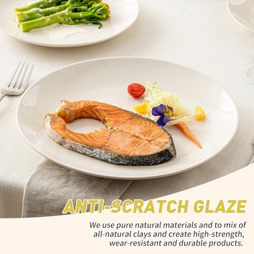 Dafuceramic Plates and Bowls Sets, 12 Pieces Modern Stoneware Dinnerware Set for 4 Kitchen Dinner Set Ceramic Dishware Dishes Set Microwave and Dishwasher Safe (White) thumbnail 6