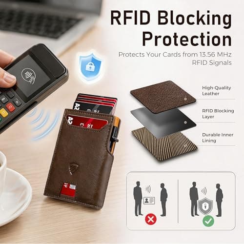 RUNBOX Wallet for Men 9-13 Cards RFID Blocking Slim Pop-Up Card Holder