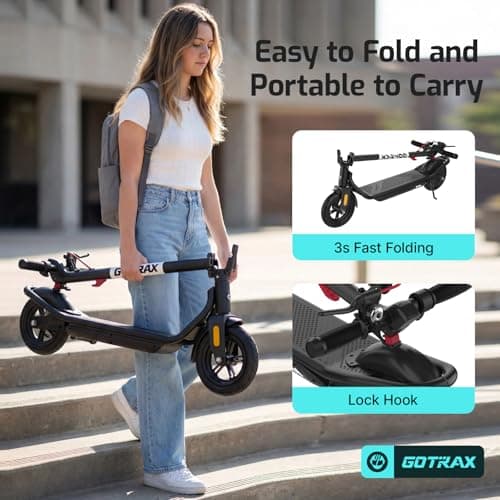 Gotrax Electric Scooter for Adults, Max 12 Mile Range & 15.5Mph by 250W Motor, 8.5" Front Air & Rear Solid Tires, Max Load 220lbs & Big Display with Cruise Control, Foldable EScoot thumbnail 7