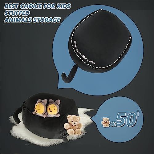 Miniatura de Funda Organizadora de Peluches para Niños | Sillón Puff Gato Negro Grande Sin Relleno 7