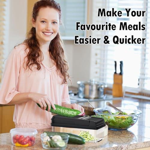 Picador de Verduras SpaceHacks 12 en 1: 7 Cuchillas, Mandolina y Protector de Dedos