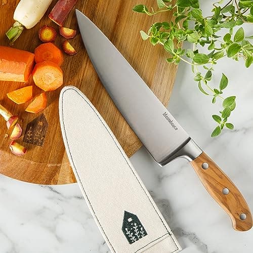 Cuchillo de Chef Bloomhouse: ¡2 Veces Favorito de Oprah! Hoja Alemana y Mango de Olivo Italiano