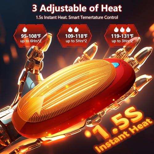 3-in-1 Electric Hand Warmers Rechargeable 2 Pack,14000mAh Portable Dual-Sided Handwarmer with Charging Case, 3 Levels Fast Heating Pocket Warmers,Gifts for Men,Women,Raynauds,Hunti thumbnail 2