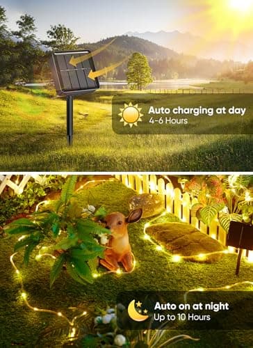 Miniatura de Manguera de Luces Solares Brightown de 39 pies, 100 LEDs, Impermeable, Blanco Cálido 3