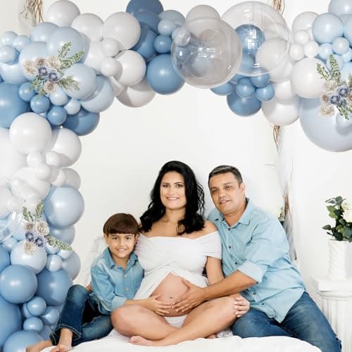 NUTTYBASH Dusty Blue Balloon Arch Kit Light Blue White Balloon Garland Kit thumbnail 4