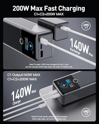 Power Bank SIXTHGU PowerTower para Laptop, 200W, 20,000mAh, Carga Rápida, Apto para Vuelos