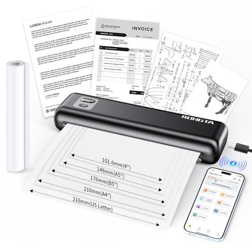 Rongta Portable Printer Wireless for Travel, Inkless Thermal Printers for 8.5" x 11" US Letter & A4 Size, Compatible with Android iOS Smartphone, Mac Windows Laptop for Office & Ho