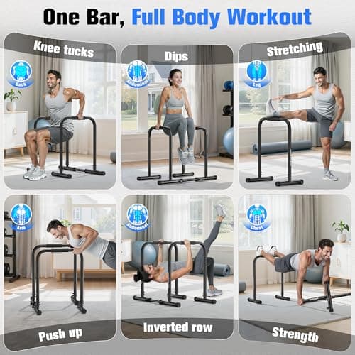 SPORTSROYALS DP3 Dip Station Adjustable Dip Bar, Heavy Duty Parallette & Parallel Bars, 400LBS Stable Dip Stands for Home Gym, Calisthenics & Upper Body Workout Equipment thumbnail 4