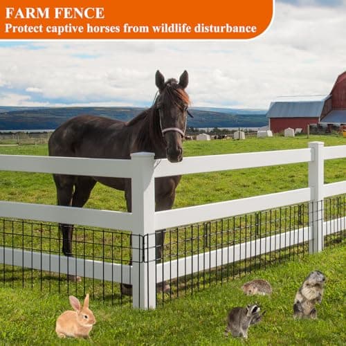 Garden Border Edging Fences, 12.32"*16.81" Decorative Fence Panel, Small Garden Fence Animal Barrier, No Dig Fences Barrier, Square 6 Pcs Black Metal Fencing, Dog Fencing Blocker f thumbnail 6