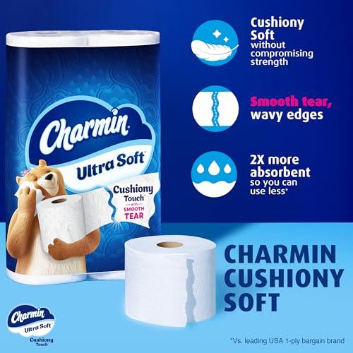 Charmin Ultra Soft Cushiony Touch Toilet Paper, 18 Family Mega XL = 126 Regular Rolls, 2-Ply, White thumbnail 2