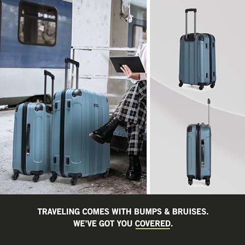 Kenneth Cole REACTION Out of Bounds Lightweight Hardshell 4-Wheel Spinner Luggage, Granite Blue, 3-Piece Set (20", 24", & 28") thumbnail 2