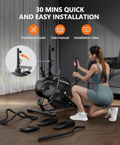 Miniatura de THERUN Elliptical Exercise Machine, 3-in-1 Cardio Climber Stepping Elliptical Machine for Home, Stair Stepper Elliptical Training Machines w/16 Levels Resistance, Pulse Sensor, LCD 9