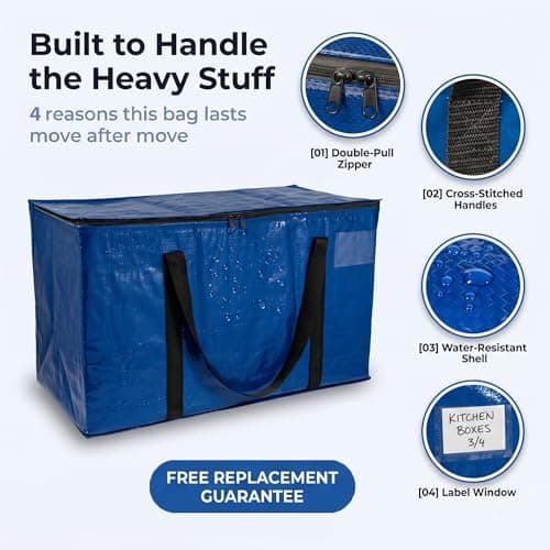 Miniatura de Bolsas de Mudanza o Almacenamiento ClearSpace de Uso Rudo con Tapas, Azules, Paquete de 8 3