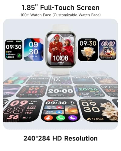 Woneligo Smart Watch for Women, Answer/Make Calls, Alexa Built-in, 1.85" Touch Screen Fitness Tracker for Android & iPhone, Heart Rate/Sleep/SpO2 Monitor Smartwatch, Waterproof (Wh