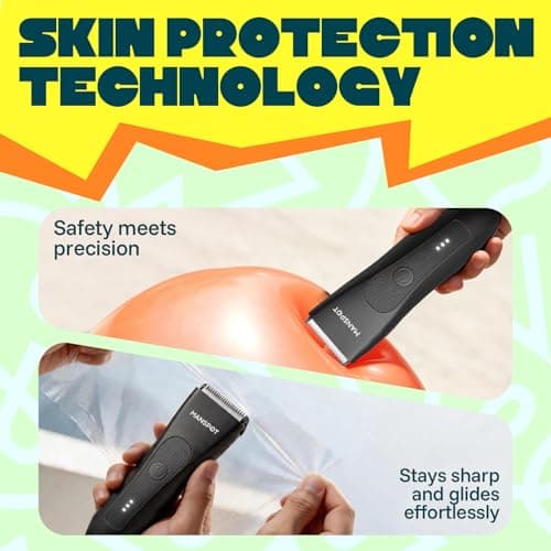 MANSPOT Manscape Groin & Body Hair Trimmer for Men, Electric Ball Pubic Trimmer Shaver,Manscape Kit with 4 Guard,Replaceable Ceramic Blade Heads,Waterproof Wet/Dry Shaver,90 Minute thumbnail 9