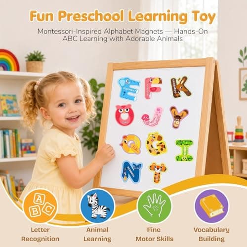 Miniatura de Imanes de Letras ABC para Refrigerador - Set Educativo con Animales para Niños 2