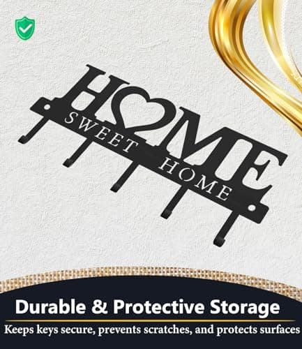 Miniatura de Colgador de Llaves de Pared 'Sweet Home' de Metal 4