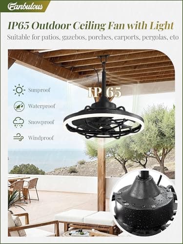 Miniatura de Ventilador de Techo Exterior Fanbulous 20" con Luz y Resistencia al Agua 4