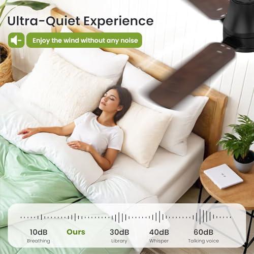 OSTIVE Ceiling Fans with Lights and Remote: 42 Inch Modern Ceiling Fan, Low Profile Flush Mount, Quiet Reversible DC Motor & 3CCT Dimmable LED for Bedroom Living Room Kitchen Indoo thumbnail 9