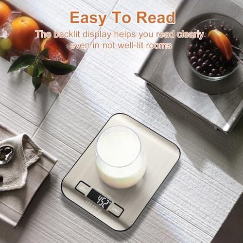 CROWNFUL Food Scale, 11 lb Digital Kitchen Scales with Built-in Coin Battery, Weight Ounces and Grams for Cooking and Baking, 6 Units with Tare Function, LCD Display, 304 Stainless thumbnail 6