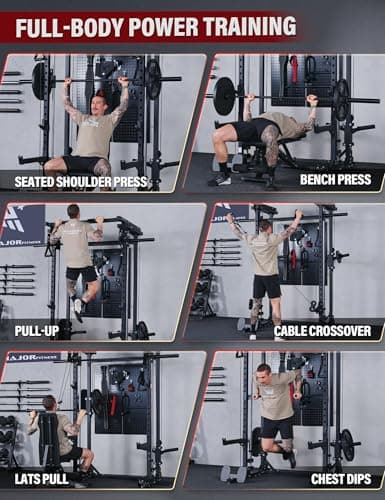 Major Fitness Drone3 Smith Machine, All-in-One Home Gym Power Rack with Cable Crossover, Pull-Up Bars, T-Bar & Squat Station, Heavy-Duty Full-Body Workout for Strength Training (D3 thumbnail 8
