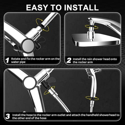 Combo Regadera de Lluvia y Ducha de Mano con Alta Presión y Soporte Magnético
