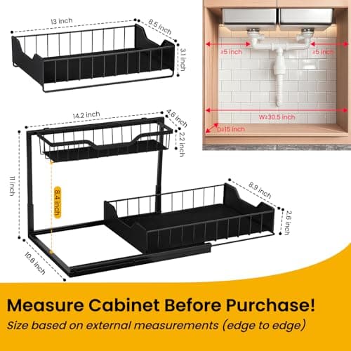Miniatura de Snuvid 3 Pack: Organizador Metálico Bajo Fregadero de 2 Niveles con Cajón Extraíble 2