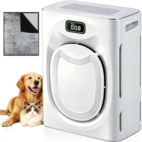 Purificador de Aire para Mascotas, Hogares Grandes (Hasta 2500 ft²), Filtro H13 HEPA Lavable, Monitor PM2.5 y Modo Auto