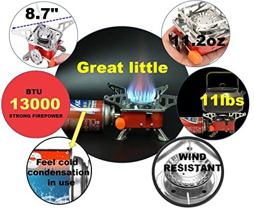 Camping Stove, Backpacking Stove, Foldable, Portable, Lightweight, Piezo Ignition, Single Burner Adjustable, Premium Mini Powerful and Stable Camp Stove for Hiking Picnic, 1+2+1+1p thumbnail 7