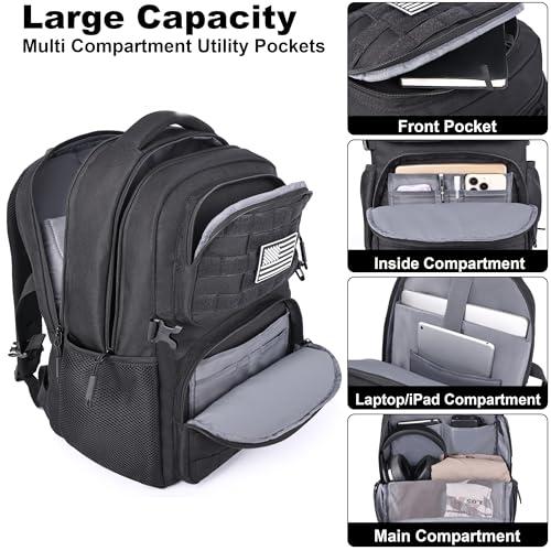 MOZETO Laptop Backpack, 17 Inch Tactical Inspired Utility Large Laptop Backpacks for Men with USB Charger Port 18x14x8 Flight Approved Personal ltem Travel Bag Computer Bag thumbnail 3