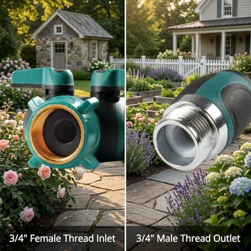 Groiha 2 Way Garden Hose Splitter, Heavy Duty Metal Y Hose Connector with Shut Off Valves, Dual Outlet Water Spigot Splitter for 3/4" Garden Hose, Leak-Proof Design with Rubberized Grips