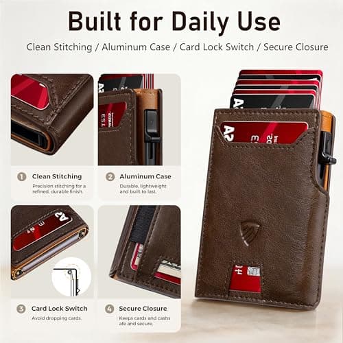 RUNBOX Wallet for Men 9-13 Cards RFID Blocking Slim Pop-Up Card Holder