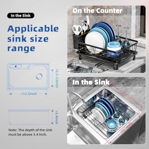 Escurridor de Trastes GAOKASE de Acero Inoxidable para Cocina con Porta Utensilios y Desagüe Eficaz