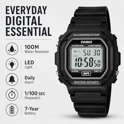 Casio Men's F108WH Illuminator Collection Black Resin Strap Digital Watch thumbnail 2