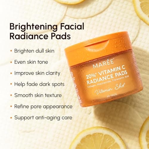 MAREE Vitamin C Toner Pads for Face – Brightening Facial Polishes with 20% Complex: Vitamin C Collagen Niacinamide TXA – Facial Radiance, Uneven Skin Tone, Acne Clearing Pads – Glo thumbnail 3