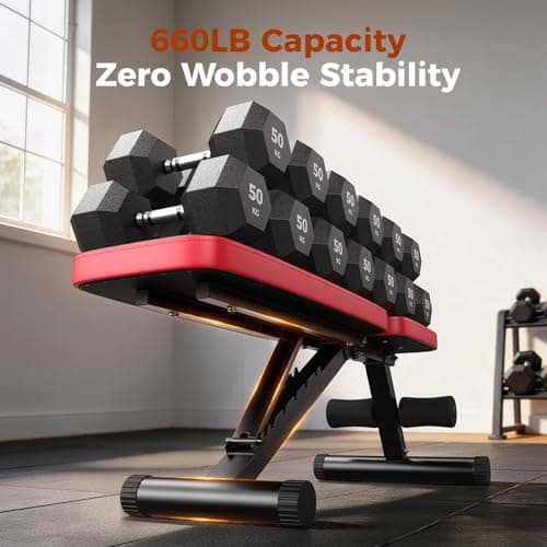 Banco de Pesas Ajustable NICEPEOPLE para Gimnasio en Casa - 660 LBS, Plegable y Versátil