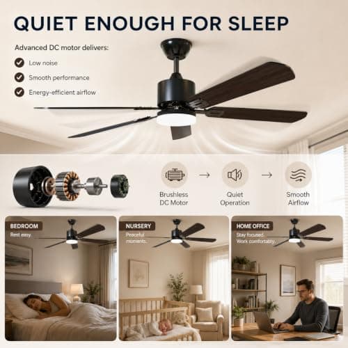 STANDLE 42 Inch Ceiling Fans with Lights and Remote Control, Black