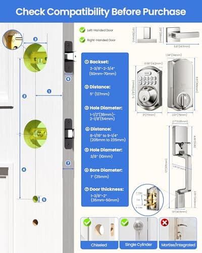 TEEHO TE012W-H WiFi Fingerprint Door Locks for Front Door, Satin Nickel thumbnail 9